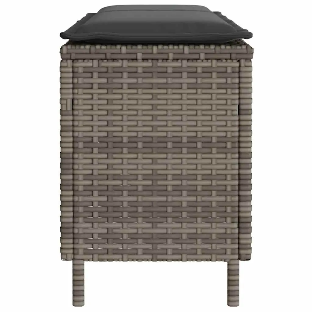 Garden Bench Grey 110x30x40.5cm Outdoor Seating with Cushion Poly Rattan