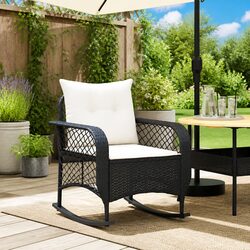 Compact Black Poly Rattan Garden Rocking Chair