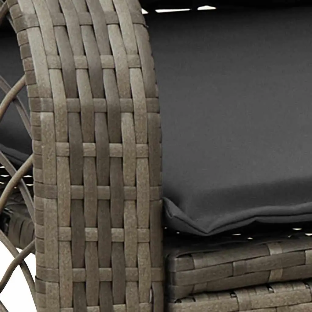 Garden Rocking Chair with Cushions Grey Poly Rattan Outdoor Seating Relaxation