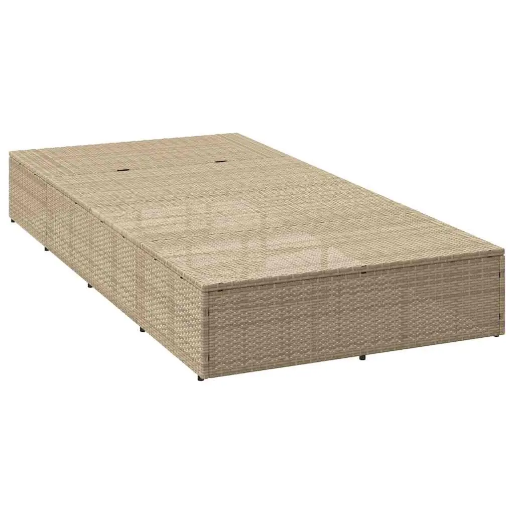Sun Lounger Beige Adjustable Backrest Outdoor Daybed Poly Rattan