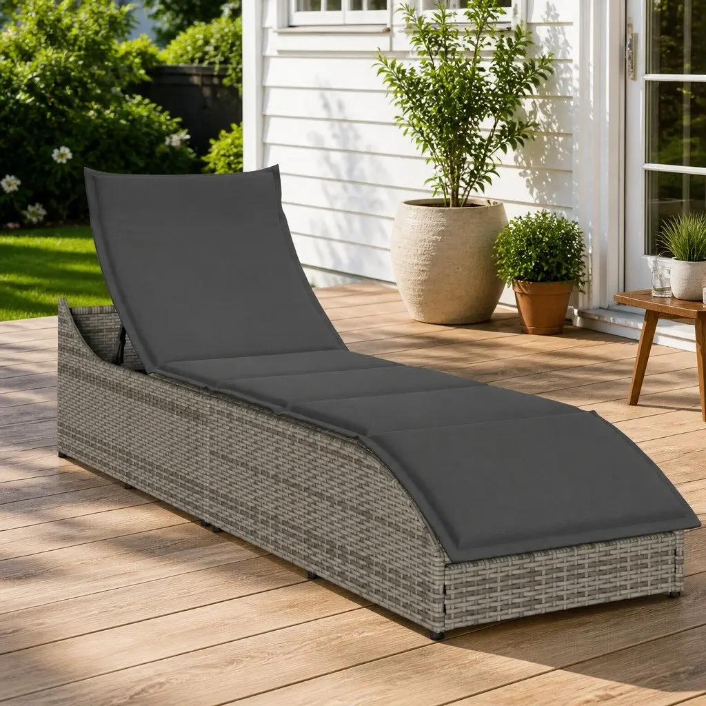 Grey Sun Lounger with Adjustable Options