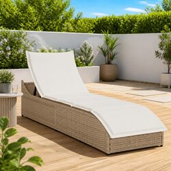 Compact Sun Lounger Outdoor Folding Chair with Cushion