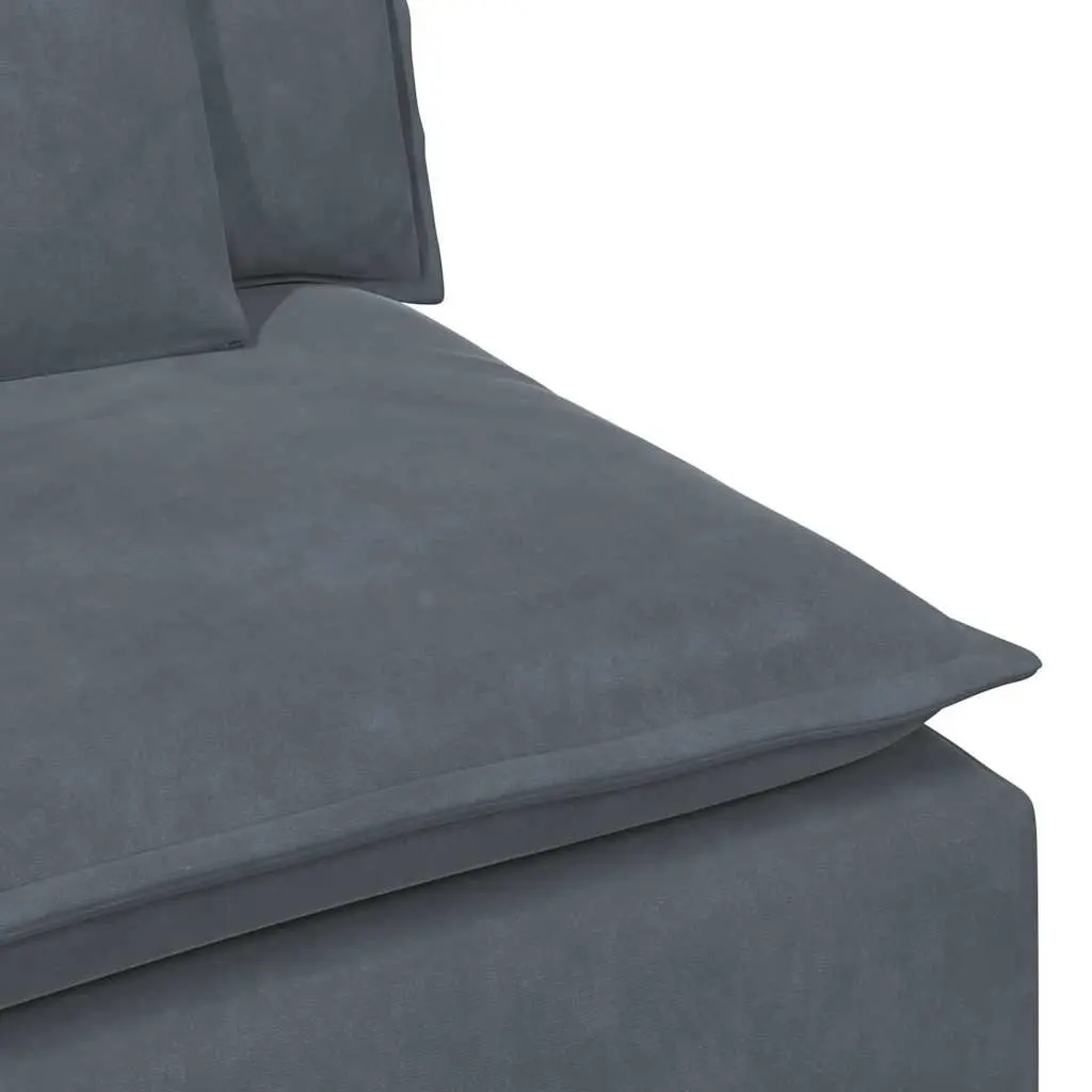 Modular Sofa Armrest End Module Grey 100cm Velvet Upholstery Metal Frame