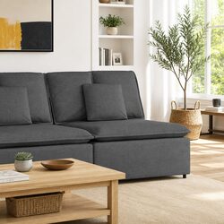 Modular Sofa Centre Module with Cushions Dark Grey 100cm Sectional Seating Unit