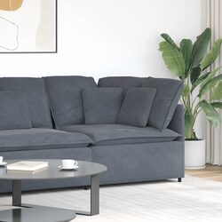 Compact Grey Modular Corner Unit with Velvety Comfort