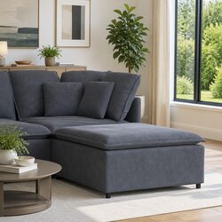 Modular Sofa Footstool Module Grey Ottoman Cushioned Seating Home Furniture