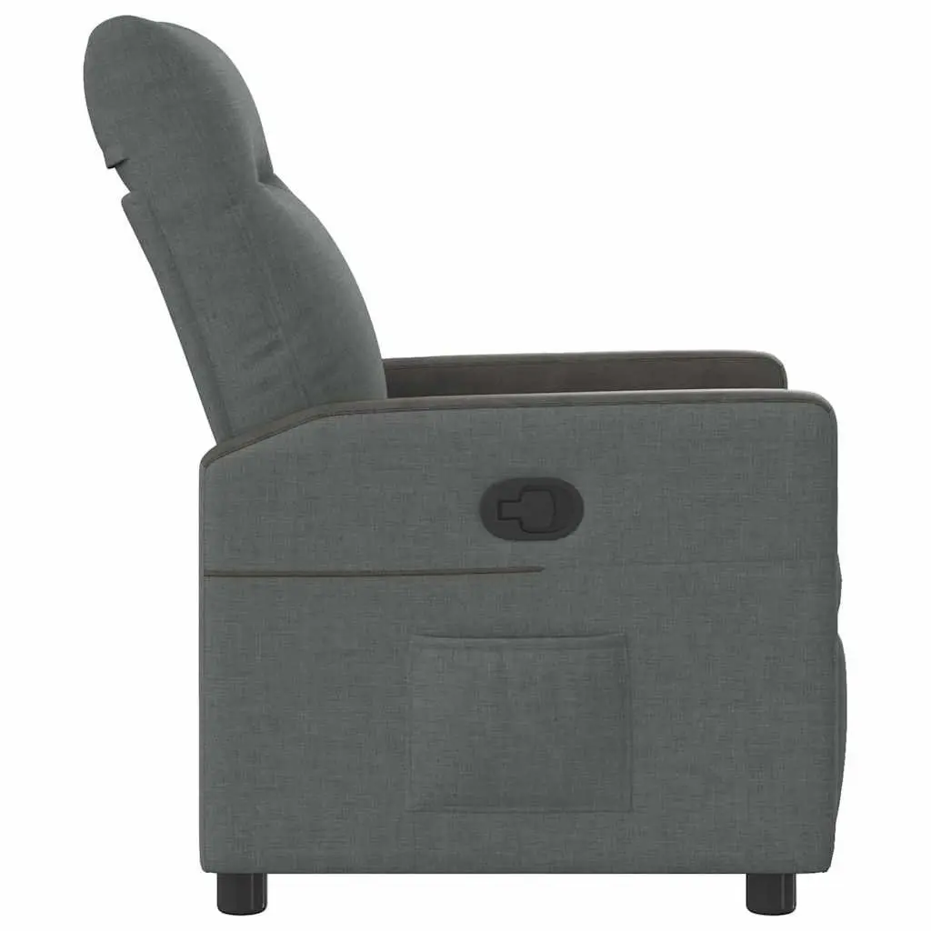 Recliner Chair Grey Fabric Manual Recline Armchair Lounge Seat with Footrest