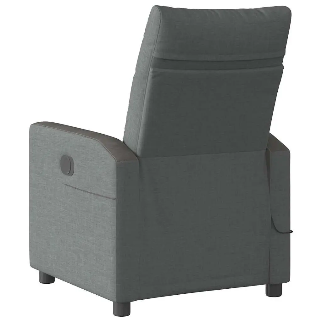 Massage Recliner Chair Dark Grey Fabric Manual Recline Vibration 6 Massage Points