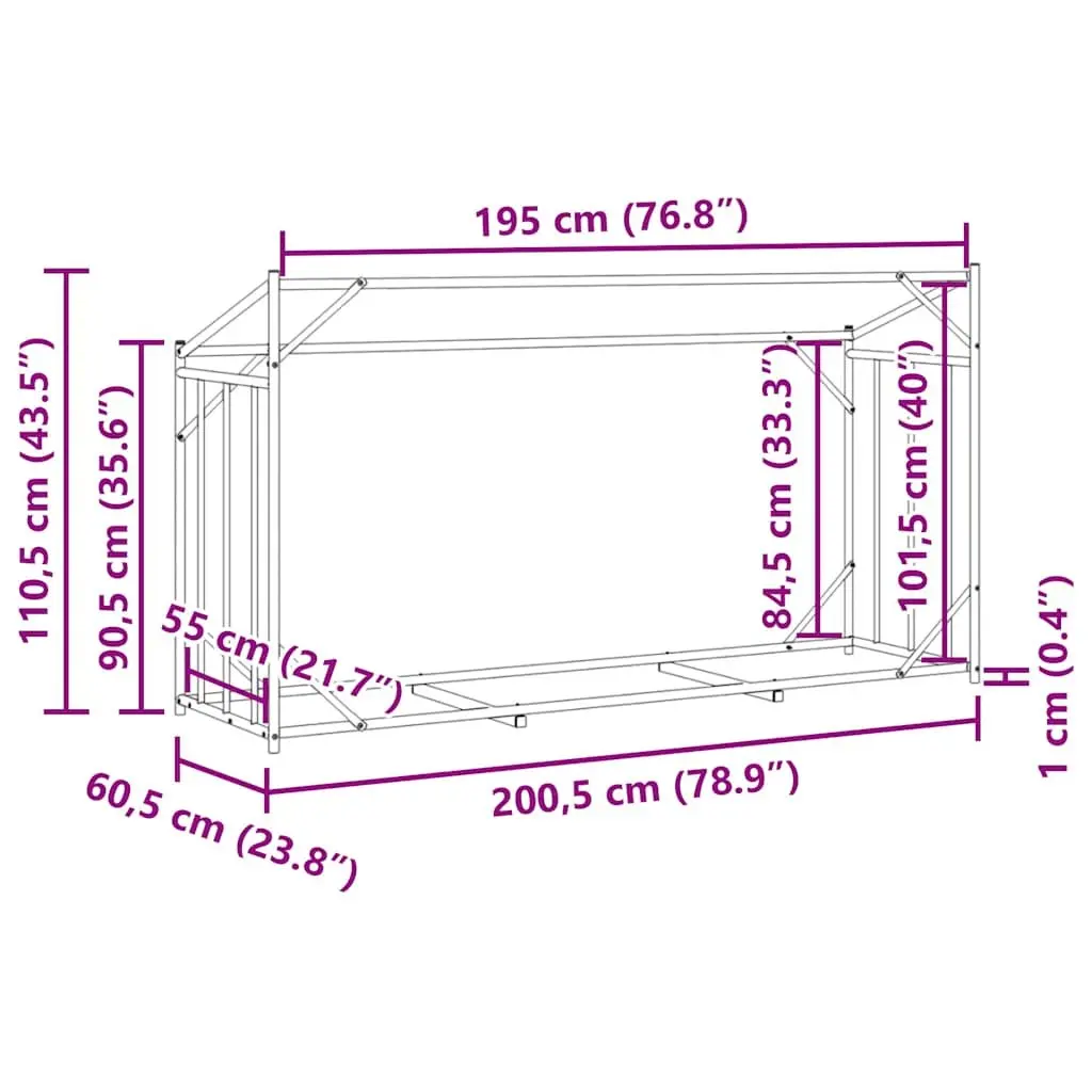 Firewood Rack with Zippered Rain Cover Elevated Design Large Capacity Storage