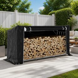 Your Ideal Firewood Rack with Rain Cover 200.5x80.5x110.5 cm