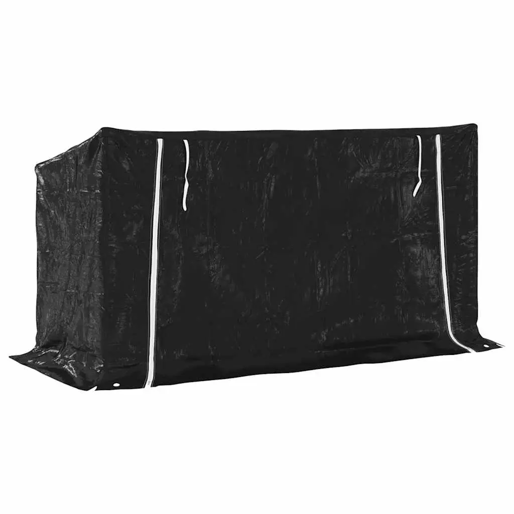 Firewood Rack Black 200.5x80.5x110.5 cm Galvanised Steel with Zippered Rain Cover