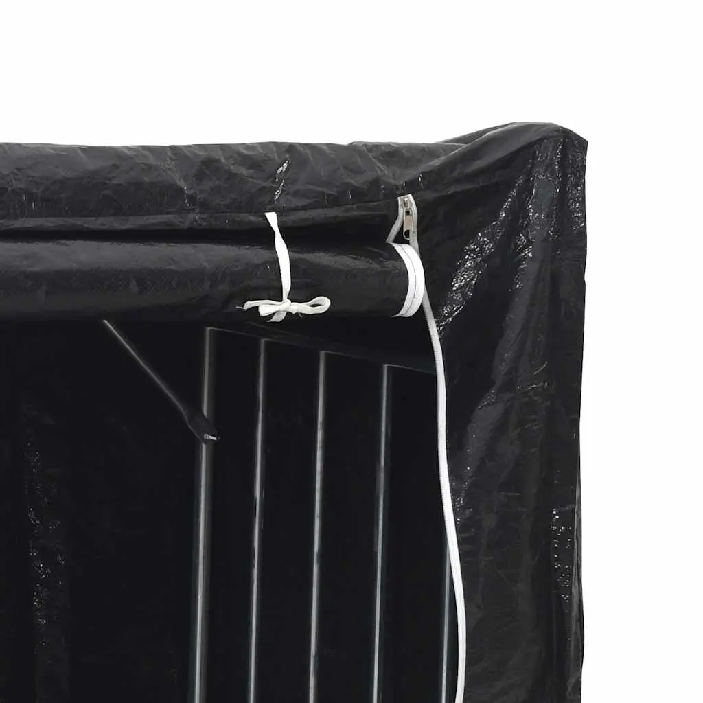 Firewood Rack Black 200.5x80.5x110.5 cm Galvanised Steel with Zippered Rain Cover