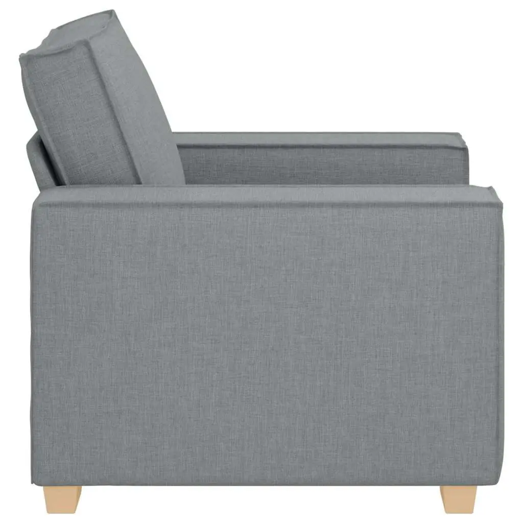 Sofa Chair Light Grey Upholstery Padded Backrest Wide Armrests for Living Room