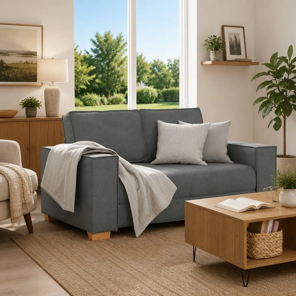 2-Seater Sofa Dark Grey 160x78x84cm Fabric Living Room Lounge Couch Furniture