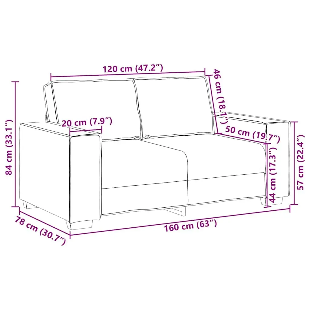 2-Seater Sofa Dark Grey 160x78x84cm Fabric Living Room Lounge Couch Furniture