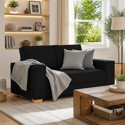 Compact 2-Seater Black Sofa with Cozy Features