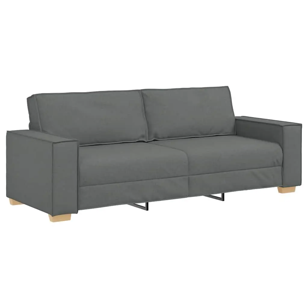 Grey Fabric Sofa 3-Seater Lounge Couch with Wide Armrests Soft Durable Upholstered 220x78x84cm