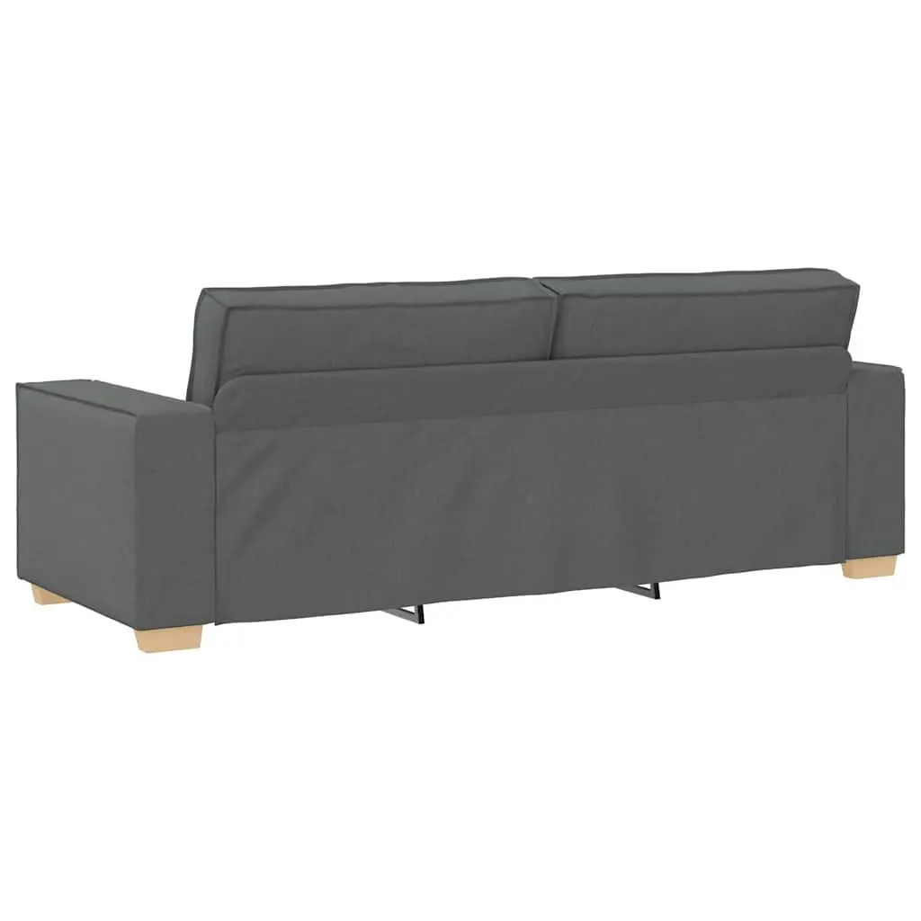 Grey Fabric Sofa 3-Seater Lounge Couch with Wide Armrests Soft Durable Upholstered 220x78x84cm