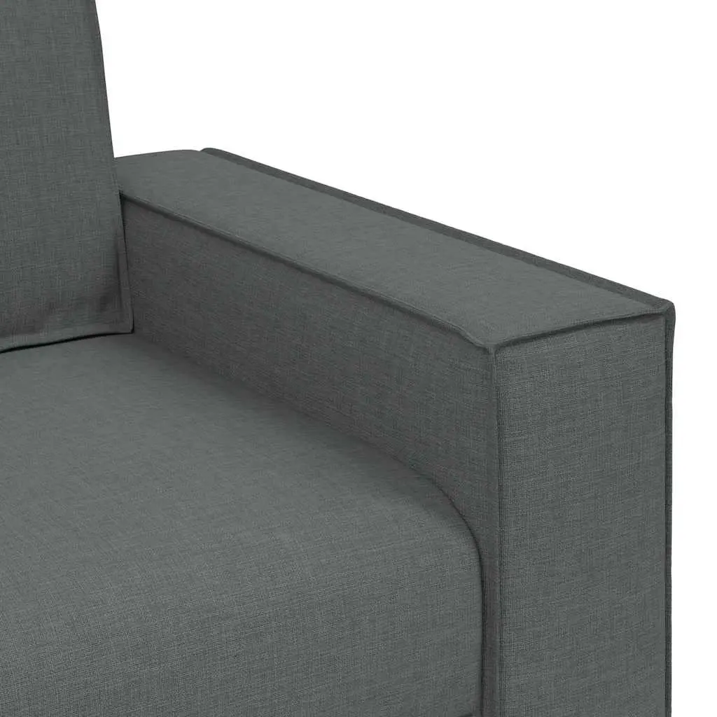 Grey Fabric Sofa 3-Seater Lounge Couch with Wide Armrests Soft Durable Upholstered 220x78x84cm