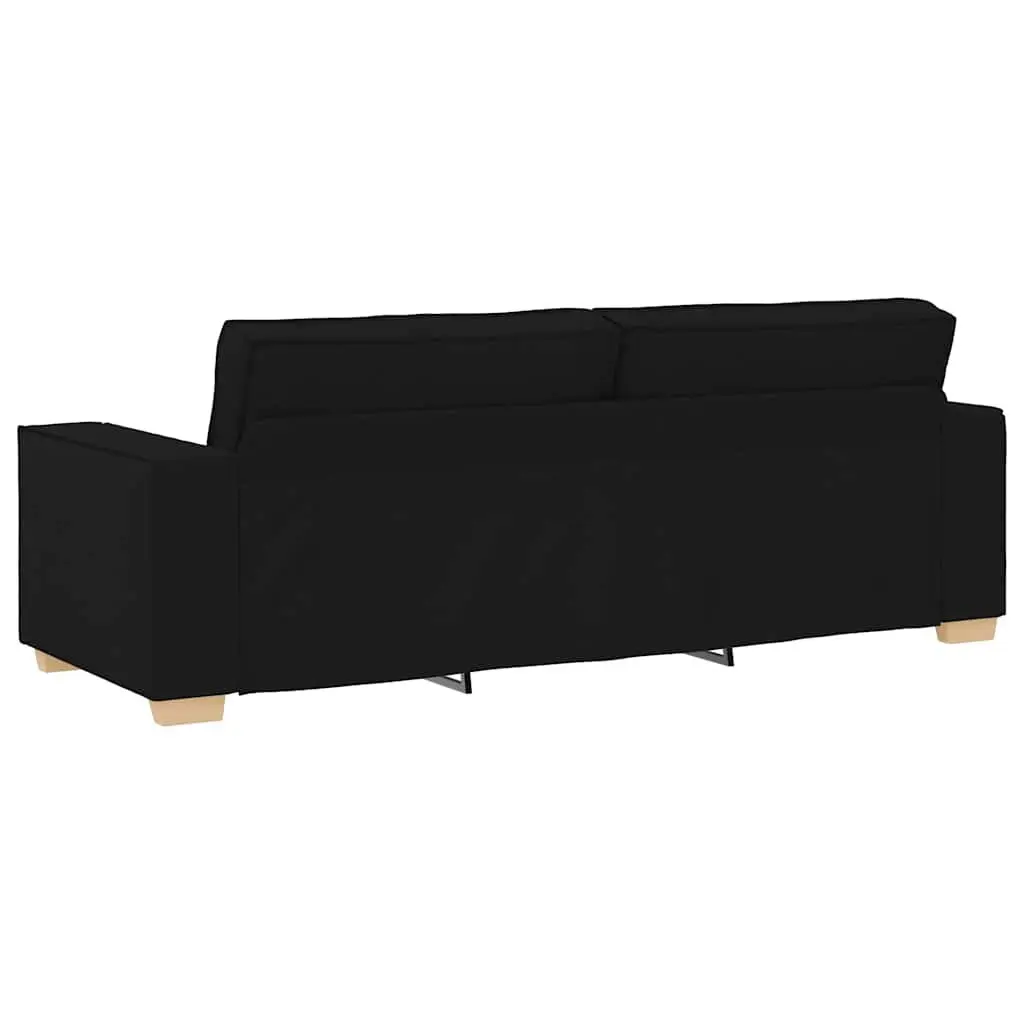 3-Seater Sofa Black Fabric 220x78x84cm Upholstered Thickly Padded Seat and Backrest