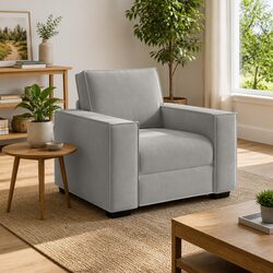 Sofa Chair Light Grey Velvet Upholstered Armchair Lounge Seating Furniture