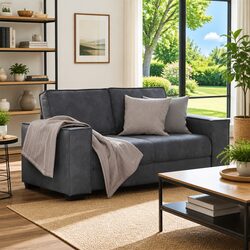 Stylish and Compact Grey Velvet 2-Seater Sofa