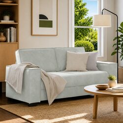 Concise Light Grey Velvet 2-Seater Sofa