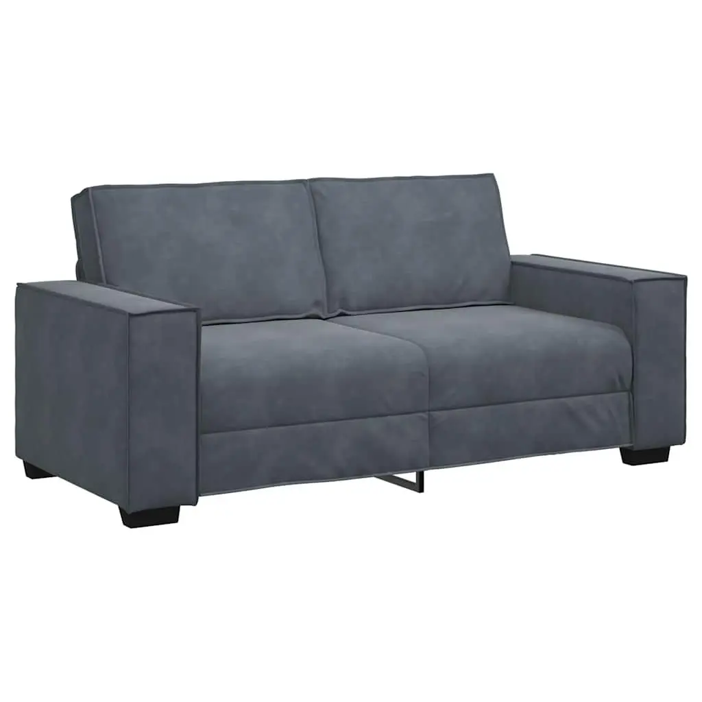 2-Seater Sofa Dark Grey Velvet Living Room Furniture Lounge Couch Padded Seat