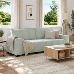 3-Seater Sofa Grey Velvet Lounge Couch Living Room Furniture Comfortable Padded