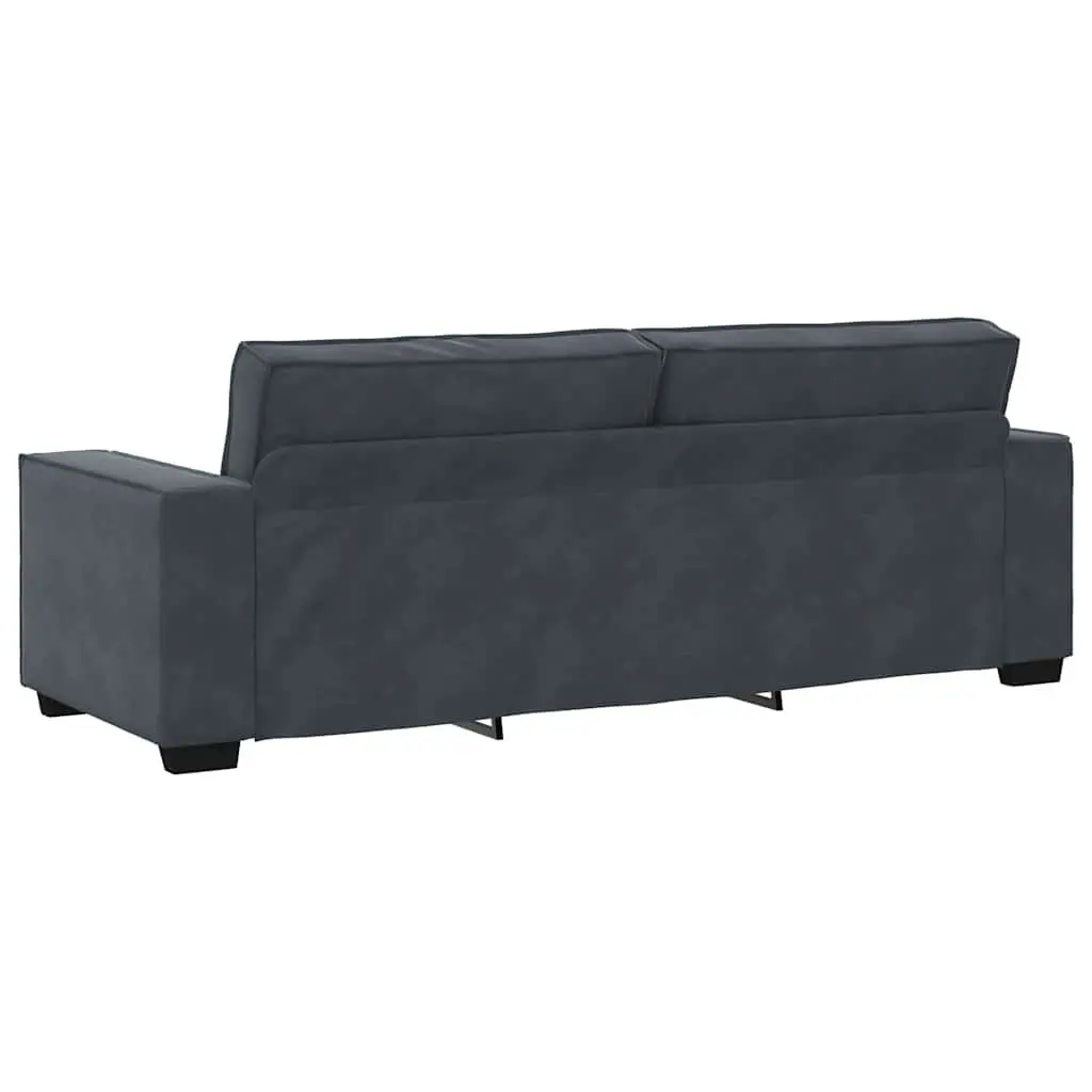 3SeaterSofaComfortableGreyVelvetUpholsteredFurnitureLivingRoom