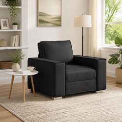 Sleek Black Sofa Chair: 100cm of Comfortable Seating