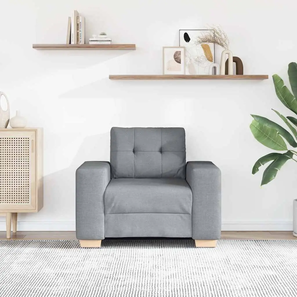Grey Fabric Sofa Chair Armchair Living Room Bedroom Relaxation Seating