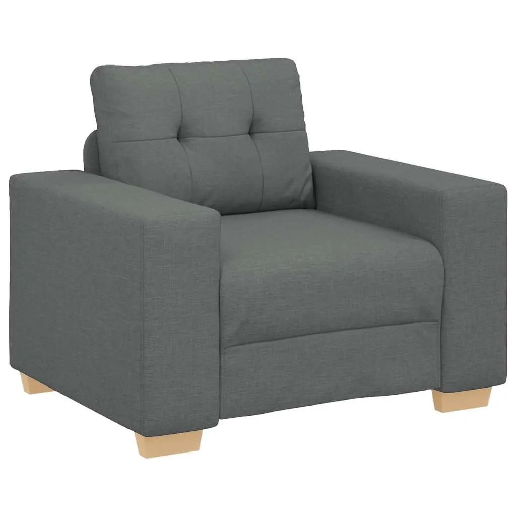 Sofa Chair Grey Fabric Lounge Seat Padded Armchair Living Room Furniture