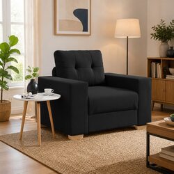 Compact Black Sofa Chair with Durable Upholstery