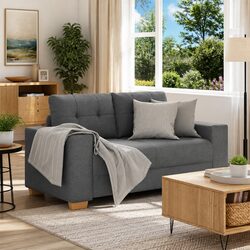 Compact Loveseat Sofa in Dark Grey - 160x77x82cm
