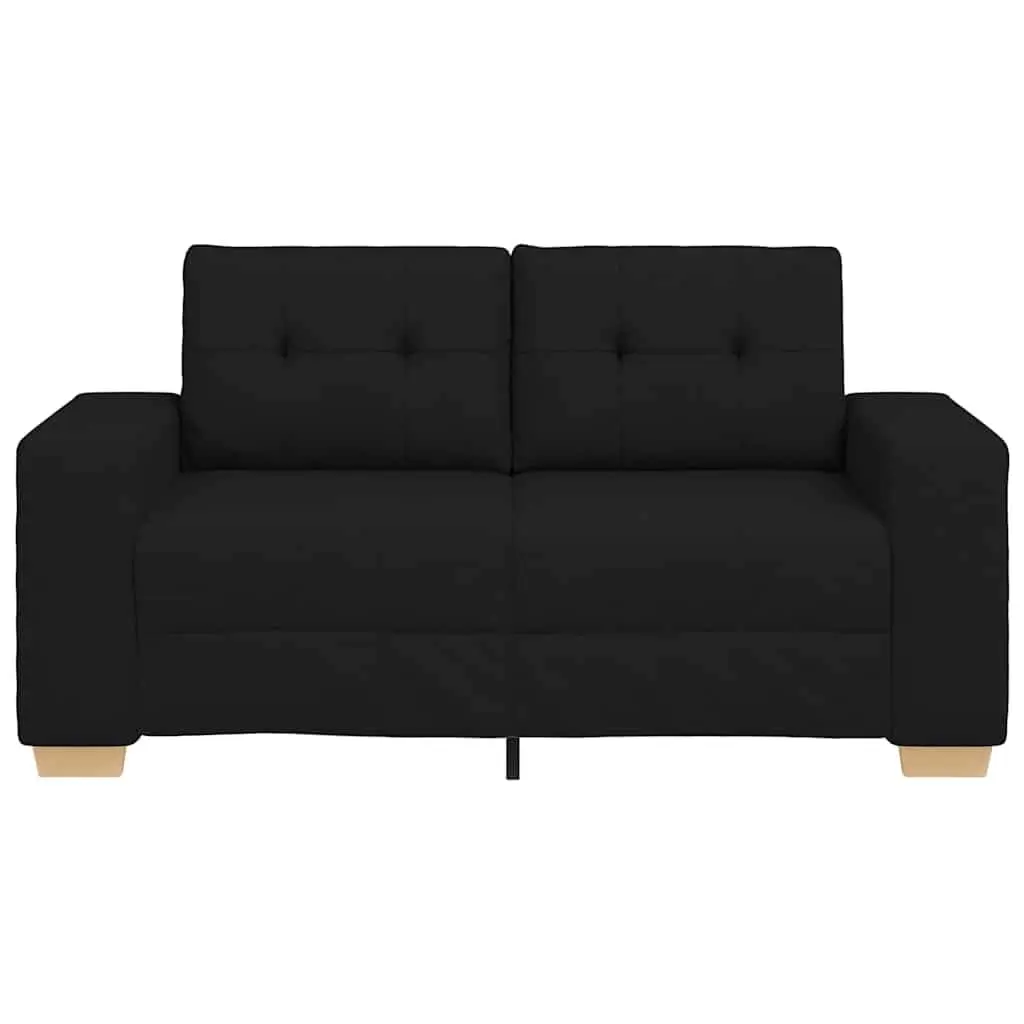 Loveseat Sofa Black Fabric 160x77x82cm Padded Foam Seats Durable Frame