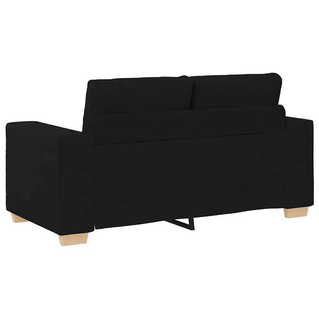 Loveseat Sofa Black Fabric 160x77x82cm Padded Foam Seats Durable Frame