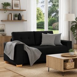 Loveseat Sofa Black 180x77x82cm Fabric Two Seater Relaxation Couch
