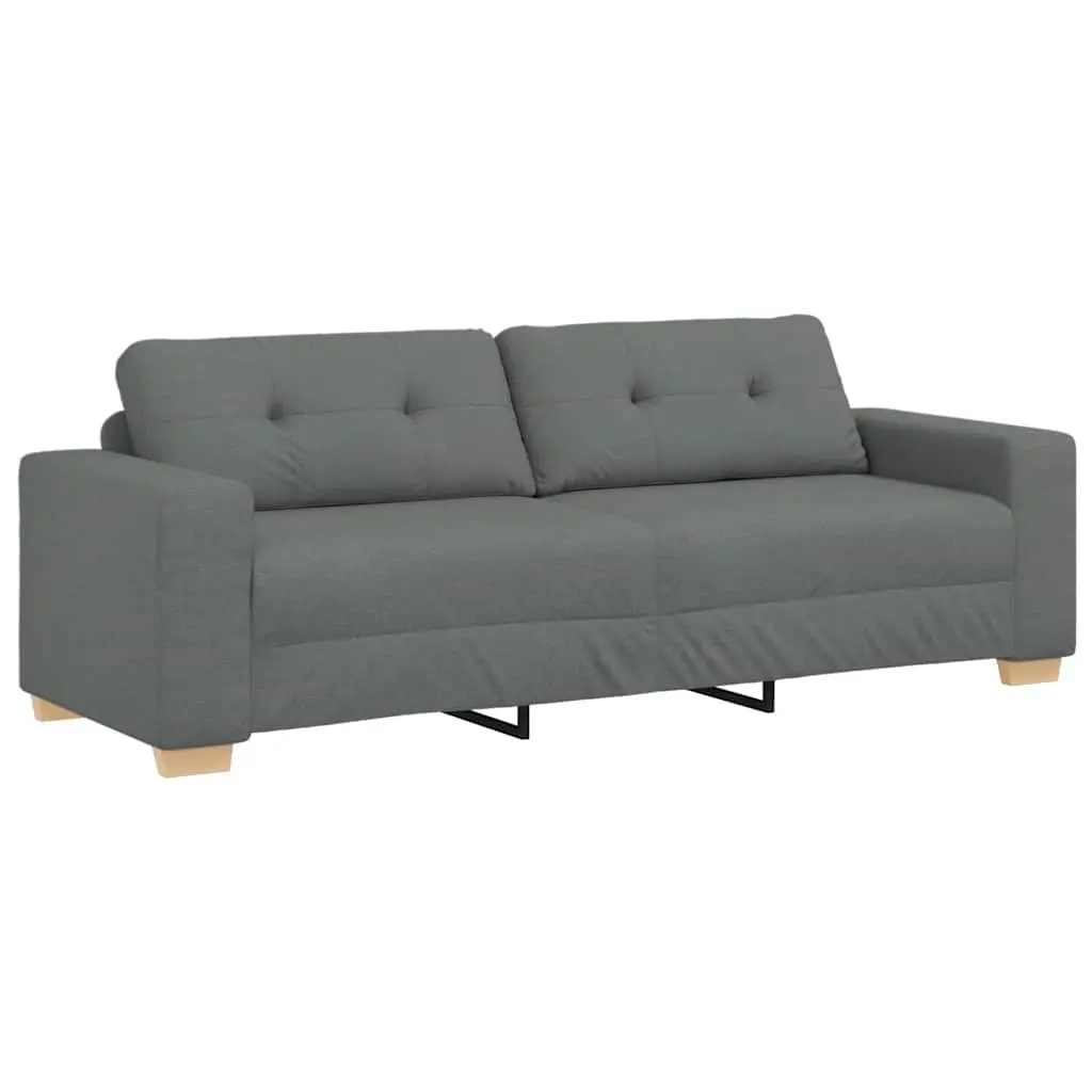 3-Seater Sofa Grey Fabric Modern Living Room Couch Relaxation Furniture