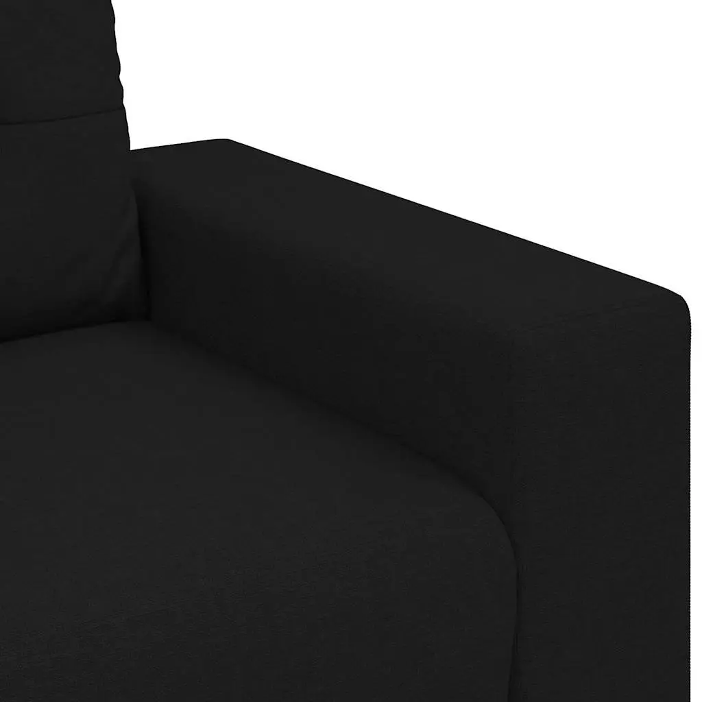 3-Seater Sofa Black Fabric Modern Living Room Lounge Couch Relax Seating 220cm