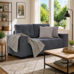Loveseat Sofa Grey 160x77x82 cm Two Seater Velvet Couch Living Room Furniture