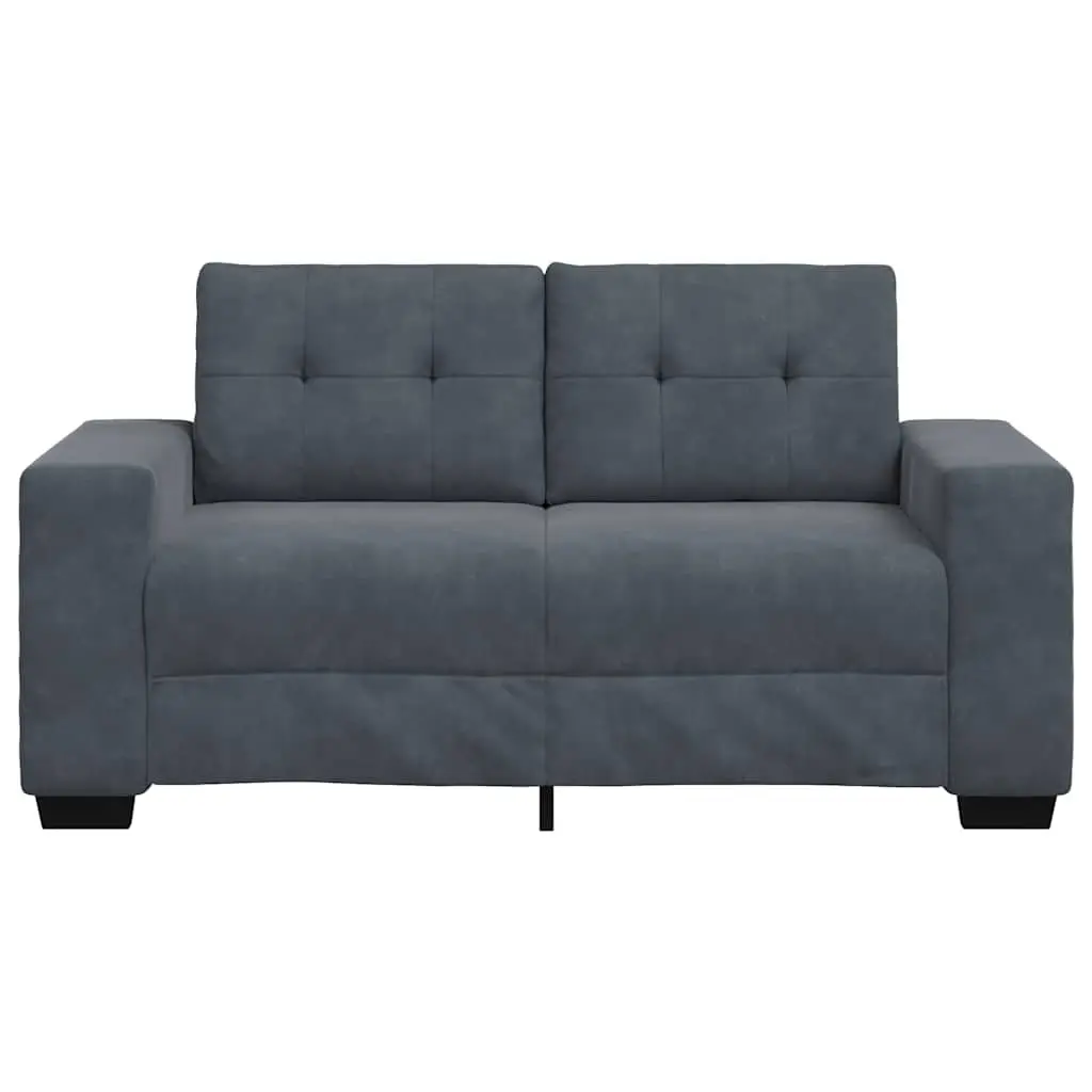 Loveseat Sofa Dark Grey Velvet 2 Seater Couch Soft Fabric Thickly Padded Foam Seats