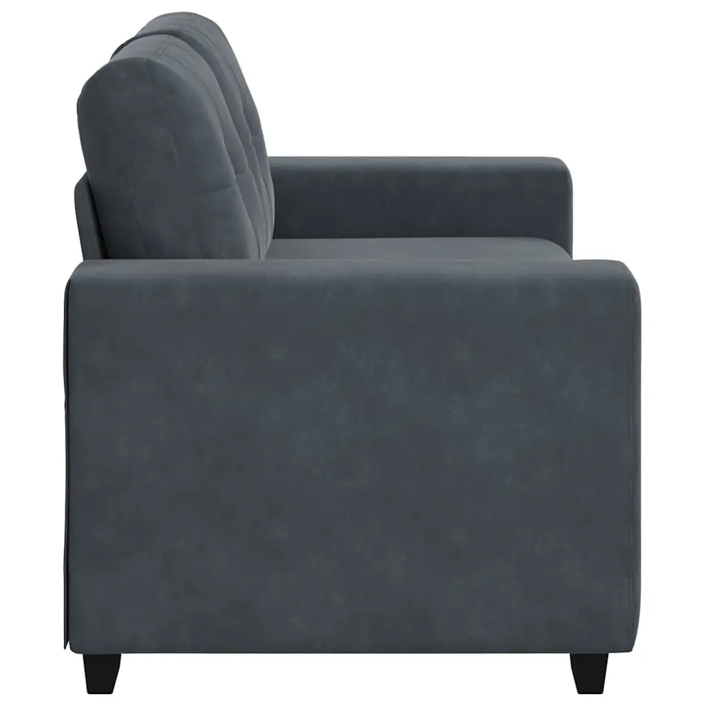 Loveseat Sofa Dark Grey Velvet 2 Seater Couch Soft Fabric Thickly Padded Foam Seats