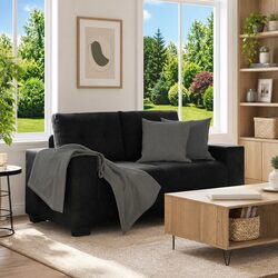 Black Velvet Loveseat Sofa - Quality Meets Comfort