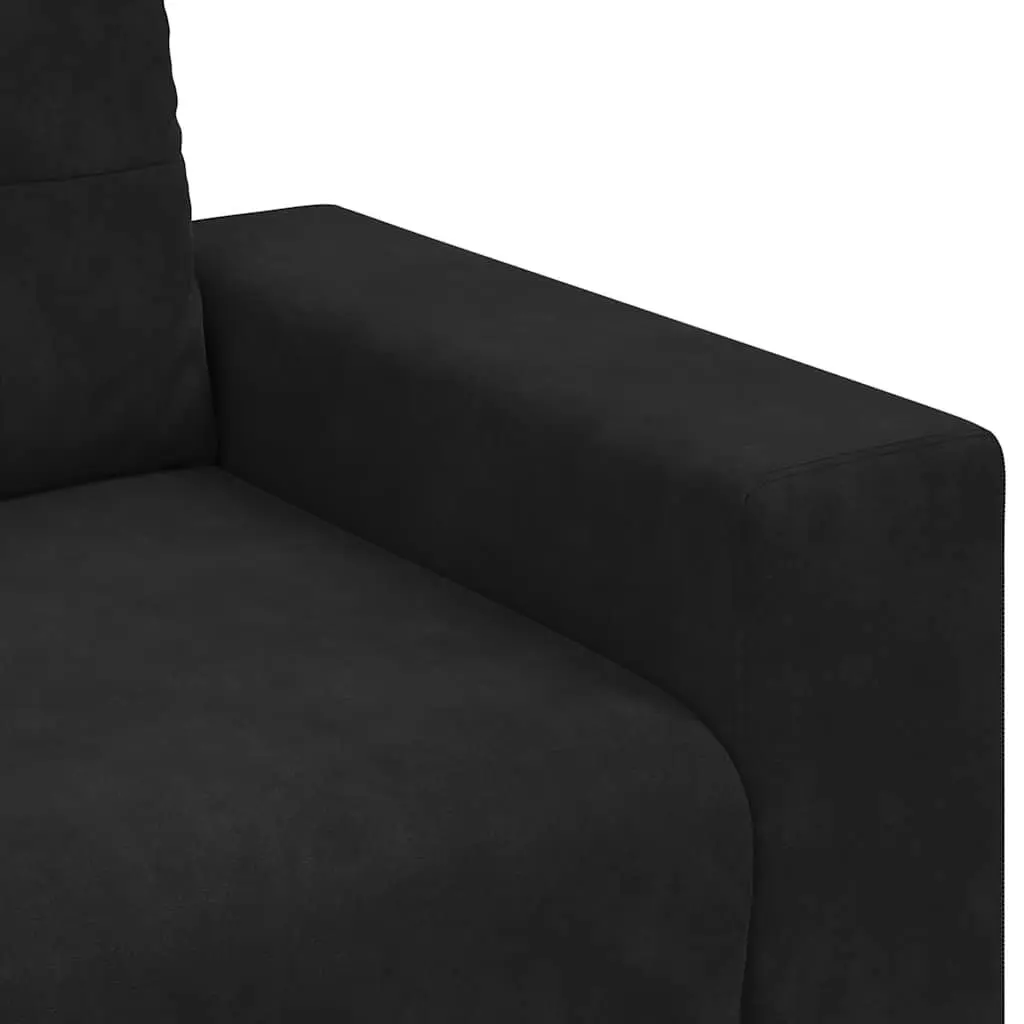 Loveseat Sofa Black Velvet 2 Seater Couch 160x77x82cm Living Room Bedroom