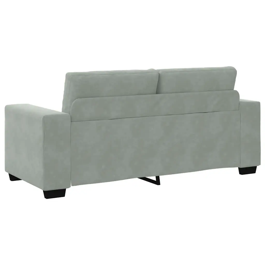Loveseat Sofa Light Grey Velvet 2 Seater Couch Soft Surface Thickly Padded Foam Seats