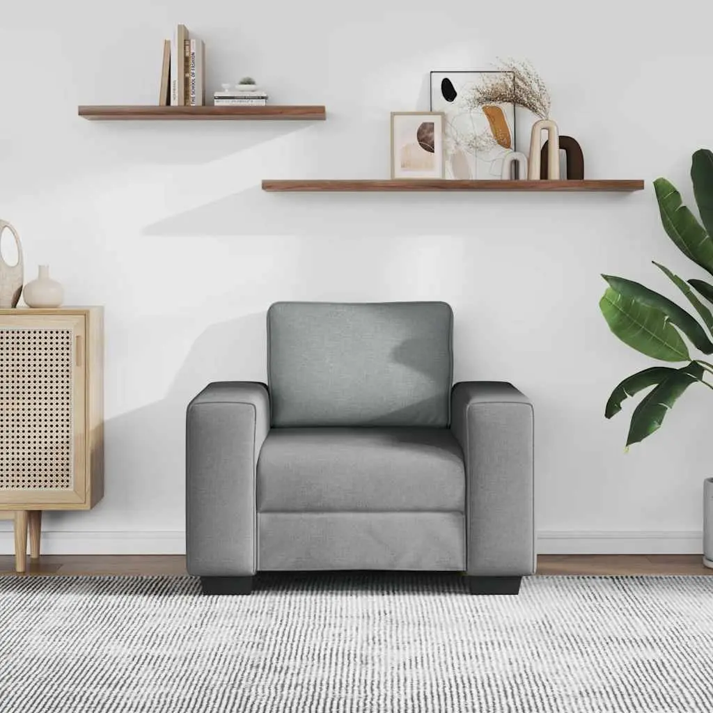 Sofa Chair Grey 100x77x82cm Soft Durable Polyester Fabric Wide Armrests Thickly Padded