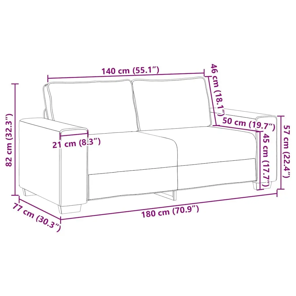 2-Seater Sofa Grey Fabric Living Room Couch Modern Comfortable Lounge Seating