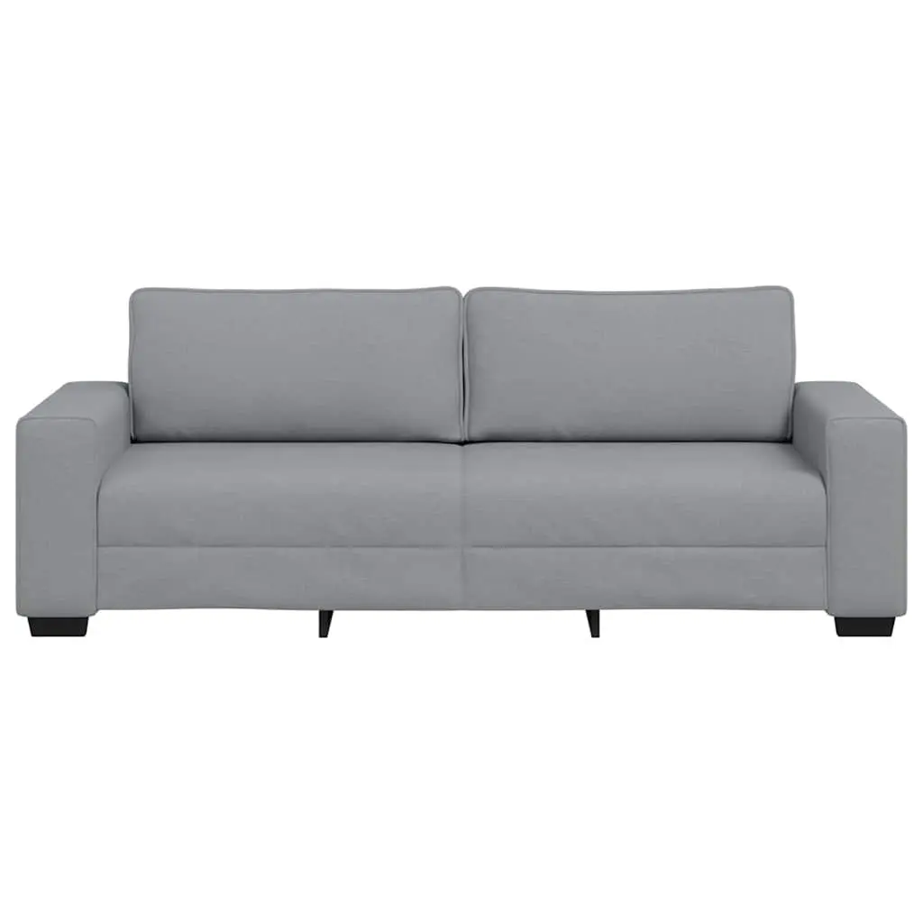 3-Seater Sofa Grey Polyester Fabric Upholstered Wooden and Metal Frame 220x77x82cm