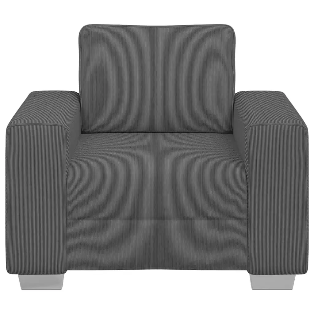 Sofa Chair Grey Corduroy Fabric Armchair Living Room Furniture Relaxing Seat